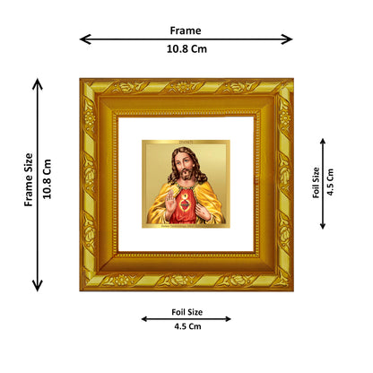 DIVINITI 24K Gold Plated Foil Jesus Christ Wooden Premium Wall Photo Frame Idol for Home Decor, Prayer, Workshop, Table Top, Gifts | DG103S1A (10x10 CM)