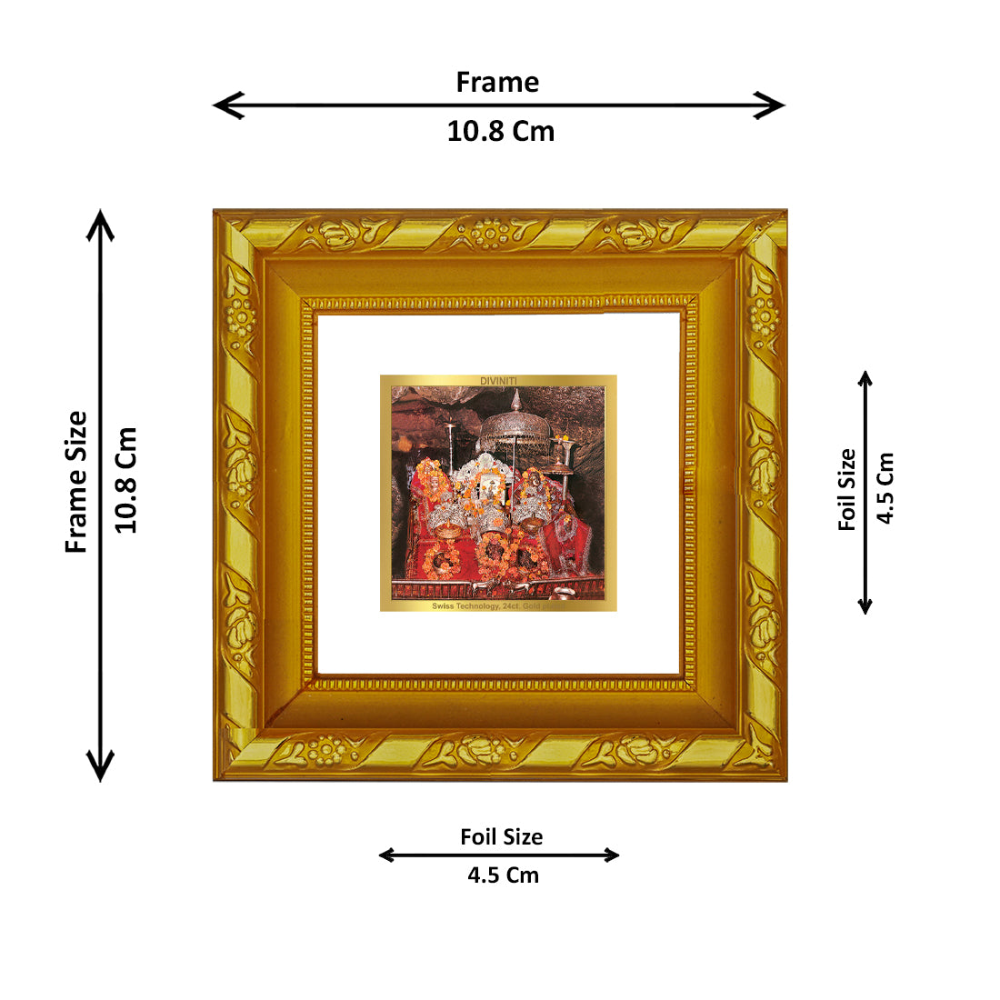 DIVINITI 24K Gold Plated Foil Mata Ka Darbar Wooden Classic Photo Frame Idol for Workshop, Puja Room, Table Top, Home Wall Decor, Gifts | DG103S1A (10x10 CM)