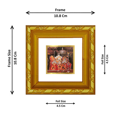 DIVINITI 24K Gold Plated Foil Mata Ka Darbar Wooden Classic Photo Frame Idol for Workshop, Puja Room, Table Top, Home Wall Decor, Gifts | DG103S1A (10x10 CM)