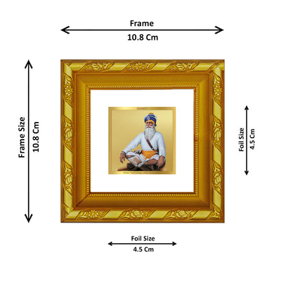 DIVINITI 24K Gold Plated Foil Baba Deep Singh Classic Wooden Photo Frame Idol for Home & Office Wall Decor, Puja Room, Table Top, Premium Gifts | DG103S1A (10x10 CM)