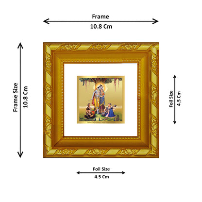 DIVINITI 24K Gold Plated Radha Krishna Wooden Stylish Wall Photo Frame Idol for Workshop, Home Decor, Puja Room, Premium Gifts | DG103S1A (10x10 CM)