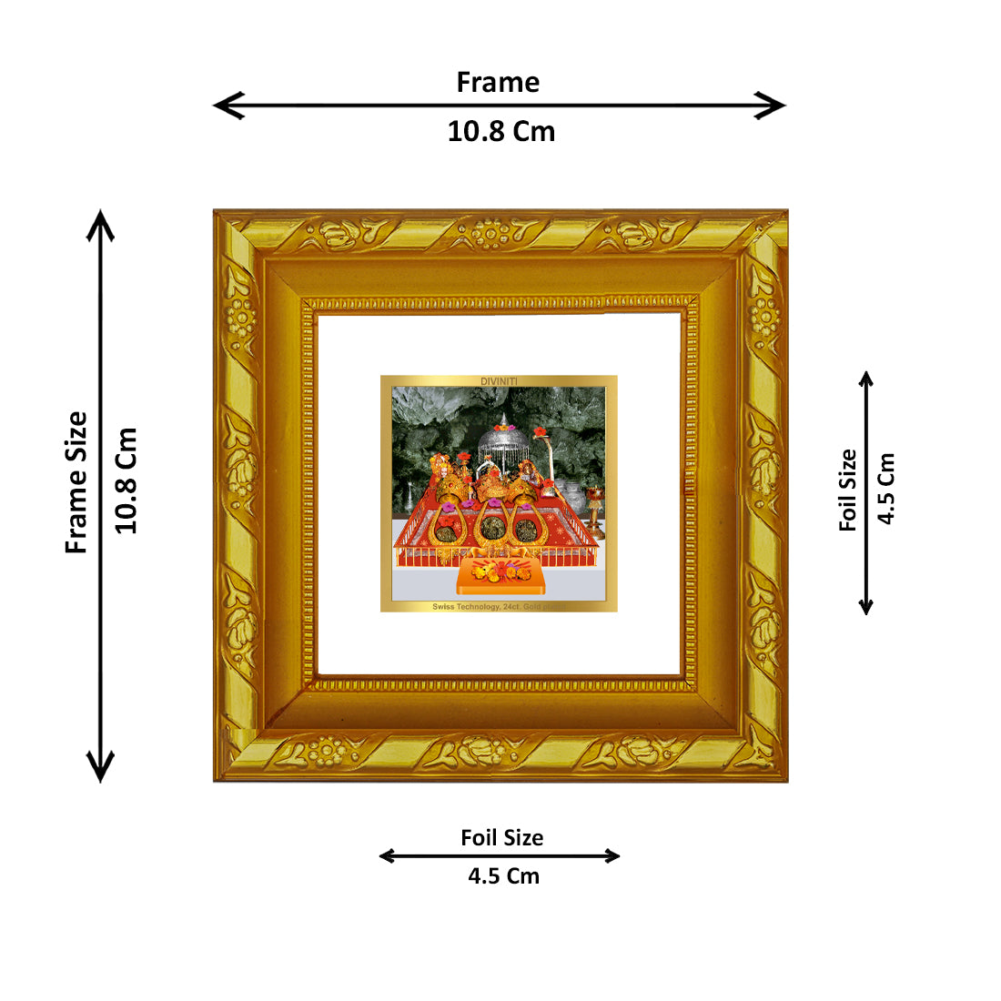 DIVINITI 24K Gold Plated Foil Mata Ka Darbar Wooden Traditional Wall Photo Frame Idol for Home Decor, Workshop, Puja Room, Tabletop, Gifts | DG103S1A (10x10 CM)