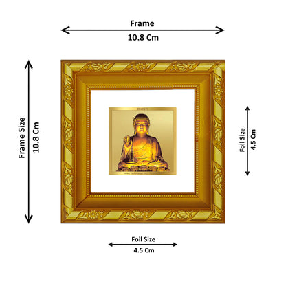 DIVINITI 24K Gold Plated Foil Lord Buddha Wooden Wall Photo Frame Idol for Meritnation, Puja Room, Home Decor, Table Top, Gifts | DG103S1A (10x10 CM)