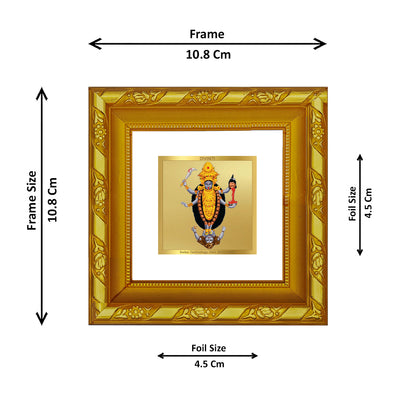 DIVINITI 24K Gold Plated Foil Goddess Kali Wooden Photo Frame Idol for Workshop, Wall Hanging, Puja Room, Table Top, Home Decor, Gifts | DG103S1A (10x10 CM)