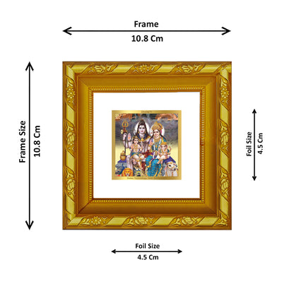 DIVINITI 24K Gold Plated Lord Shiv Parivar Wooden Premium Wall Photo Frame Idol for Puja Room, Table Top, Home Decor, Workshop, Gifts | DG103S1A (10x10 CM)