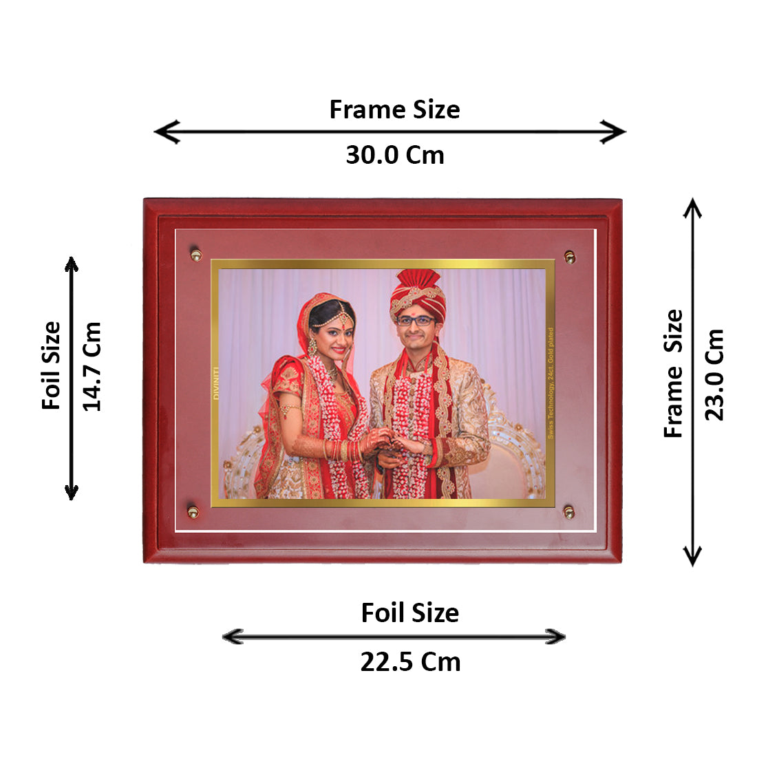 DIVINITI 24K Gold Plated Foil Customized Photo Frame for Home Decor, Puja Room, Wall Hanging, Tabletop, Workshop, Gift MDFS3 (30.2x22.7)