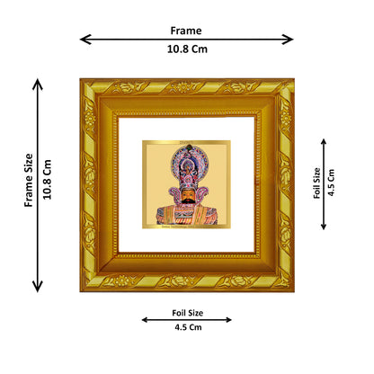 DIVINITI 24K Gold Plated Foil Khatu Shyam Wooden Modern Photo Frame Idol for Wall Hanging, Prayer, Home & Office Decor, Workshop, Gifts | DG103S1A (10x10 CM)