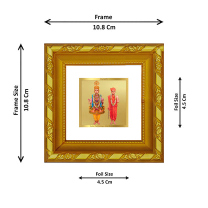 DIVINITI 24K Gold Plated Swami Narayan Wooden Photo Frame Idol for Table Top, Home Decor, Workshop, Puja Room, Wall Hanging, Gifts | DG103S1A (10x10 CM)