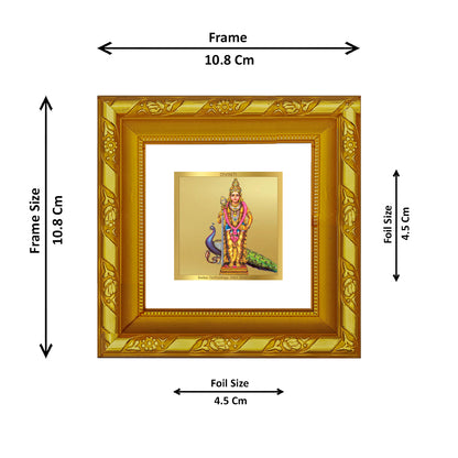 DIVINITI 24K Gold Plated Foil Goddess Murugan Exquisite Wall Photo Frame Idol for Workshop, Table Top, Home Decor, Gifts | DG103S1A (10x10 CM)