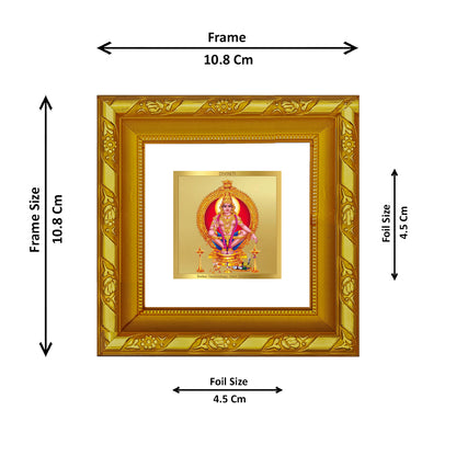 DIVINITI 24K Gold Plated Foil Ayyappan Ji Wooden Stylish Photo Frame for Wall Hanging, Workshop, Table Top, Home Decor, Gift | DG103S1A (10x10 CM)