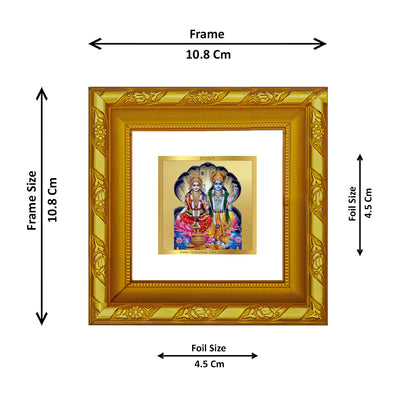 DIVINITI 24K Gold Plated Vishnu Lakshmi Wooden Wall Photo Frame Idol for Home Decor, Workshop, Puja Room, Table Top, Premium Gifts | DG103S1A (10x10 CM)