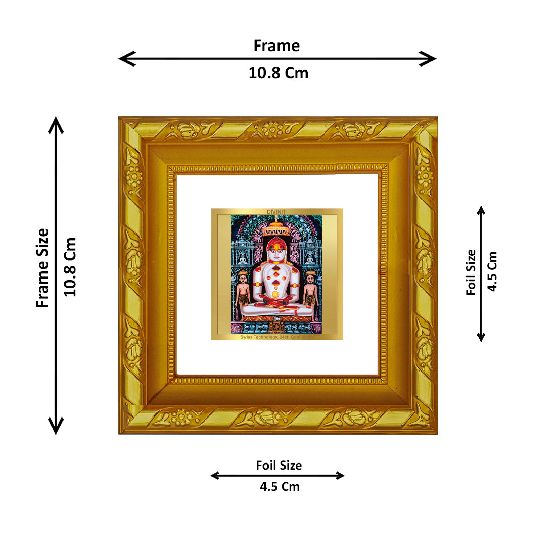 DIVINITI 24K Gold Plated Foil Adinath Ji Wooden Elegant Wall Photo Frame Idol for Workshop, Home & Office Decor, Table Top, Gift | DG103S1A (10x10 CM)