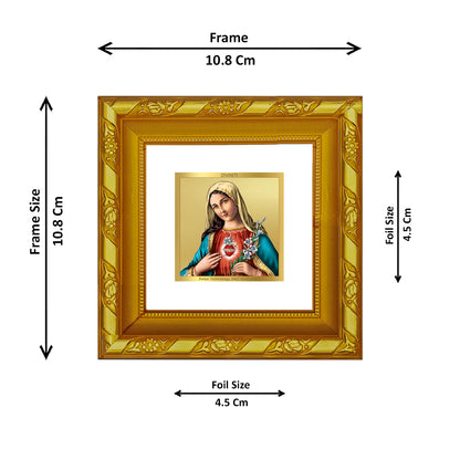 DIVINITI 24K Gold Plated Foil Mother Mary Wooden Elegant Photo Frame Idol for Home & Office Wall Decor, Workshop, Puja Room, Table Top, Gifts | DG103S1A (10x10 CM)