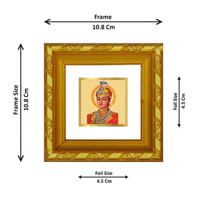 DIVINITI 24K Gold Plated Foil Guru Harkrishan Wooden Photo Frame Idol for Puja Room, Workshop, Wall Hanging, Home Decor, Gifts | DG103S1A (10x10 CM)