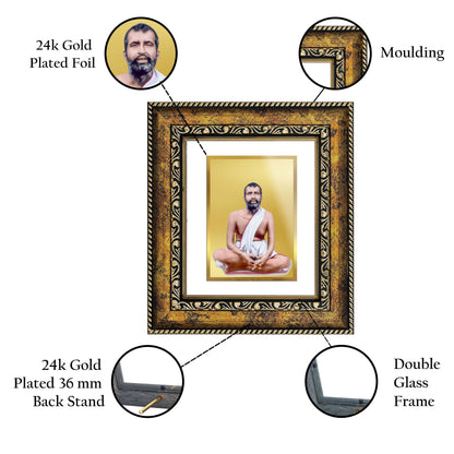 DIVINITI 24K Gold Plated Foil Ram Krishna Wall Photo Frame, Table Decor for Home & Office Decor Gift Items DG 113 Size 1 (17.7x15.9 CM)