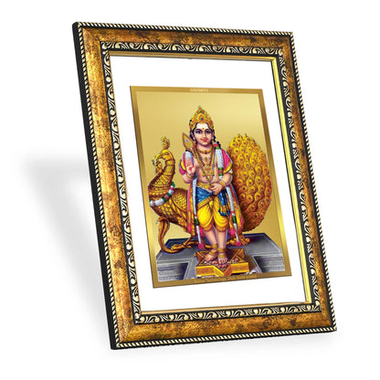 DIVINITI 24K Gold Plated Karthikey Wall Photo Frame for Home Decor, Wall Hanging, Table Top, Puja Room & Gift DG113S3 (27.6X35.4 CM)