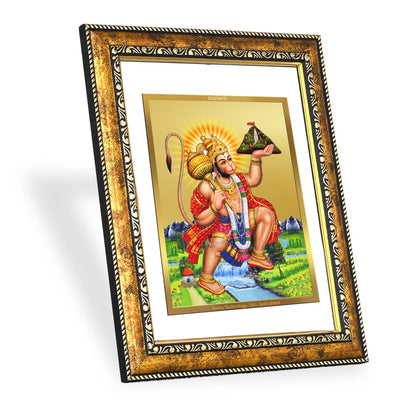 DIVINITI 24K Gold Plated Hanuman with Parvat Wall Photo Frame for Home Decor, Wall Hanging, Table Top, Puja Room & Gift DG113S3 (27.6X35.4 CM)