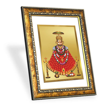 DIVINITI 24K Gold Plated Khatu Shyam with Garlands Wall Photo Frame for Home Decor, Wall Hanging, Table Top, Puja Room & Gift DG113S3 (27.6X35.4 CM)