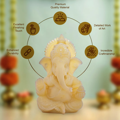 Diviniti Ganesha Idol for Car Dashboard Office Desk Puja Room Ganpati Idol for Home Decor Birthday Festivals Lord Ganesh Statue Figurine Gifting (8x5 CM)