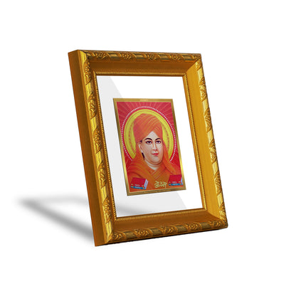 DIVINITI 24K Gold Plated Foil Dayananda Saraswati Wall Photo Frame for Home Decor Showpiece DG 103 Size 1 (15.3x14.9 CM)