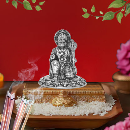 DIVINITI 925 Pure Silver Hanuman Ji Idol Statue Embody Strength and Devotion in Your Space for Home Office Décor, Tabletop, Puja Room Gift (3x4.1 CM, 41g)