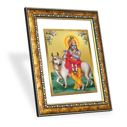 DIVINITI 24K Gold Plated Krishna Wall Photo Frame for Home Decor, Wall Hanging, Table Top, Puja Room & Gift DG113S3 (27.6X35.4 CM)