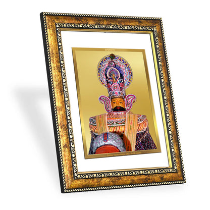 DIVINITI 24K Gold Plated Khatu Shyam Wall Photo Frame for Home Decor, Wall Hanging, Table Top, Puja Room & Gift DG113S3 (27.6X35.4 CM)