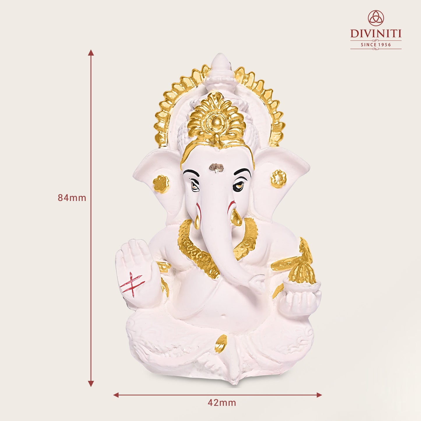 Diviniti 24K Gold Plated Resin Lord Ganesha Idol for Car Dashboard Tabletop for Home Decor Mandir Puja Gift Cream (8.4x4.2cm)