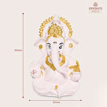 Load image into Gallery viewer, Diviniti 24K Gold Plated Resin Lord Ganesha Idol for Car Dashboard Tabletop for Home Decor Mandir Puja Gift Cream (8.4x4.2cm)
