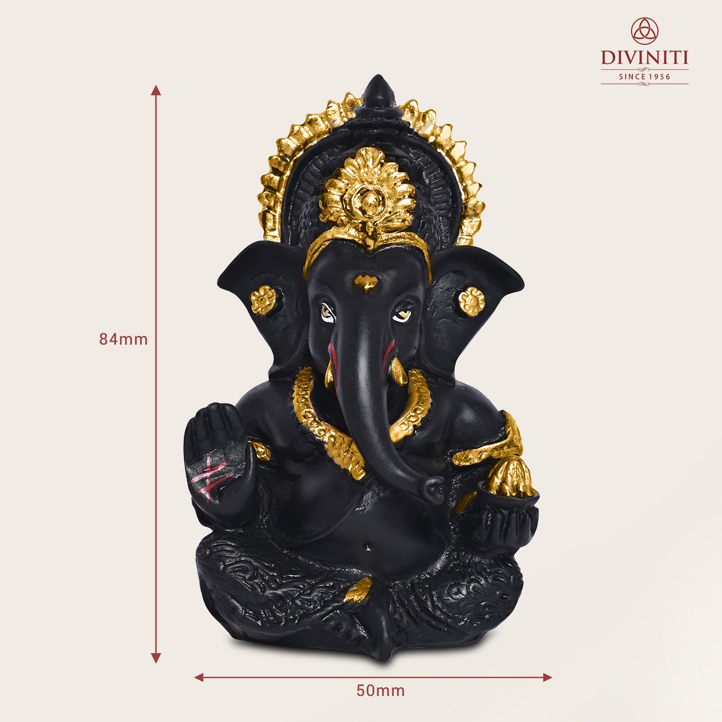 Diviniti 24K Gold Plated Resin Lord Ganesha Idol for Car Dashboard Tabletop For Home Decor Mandir Puja Gift Matte BlacK (8.4x4.2cm)