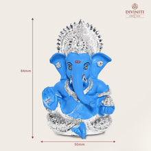 Load image into Gallery viewer, Diviniti 999 Silver Plated Resin Lord Ganesha Idol for Car Dashboard Tabletop for Home Decor Mandir Puja Gift Blue (8.4x4.2cm)
