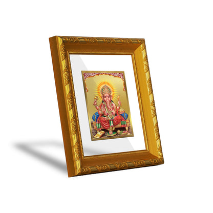 DIVINITI 24K Gold Plated Foil Ganesha Wall Photo Frame for Home Decor, Good fortune, Puja DG 103 Size 1 (15.3x14.9 CM)