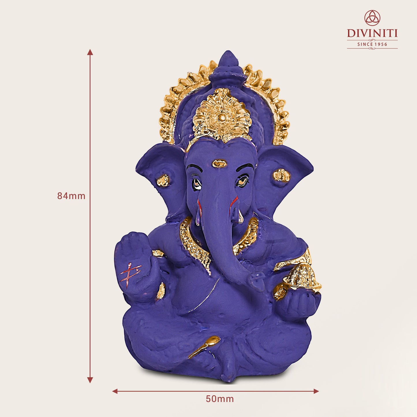 Diviniti 24K Gold Plated Resin Lord Ganesha Idol for Car Dashboard Tabletop for Home Decor Mandir Puja Gift Purple (8.4x4.2cm)