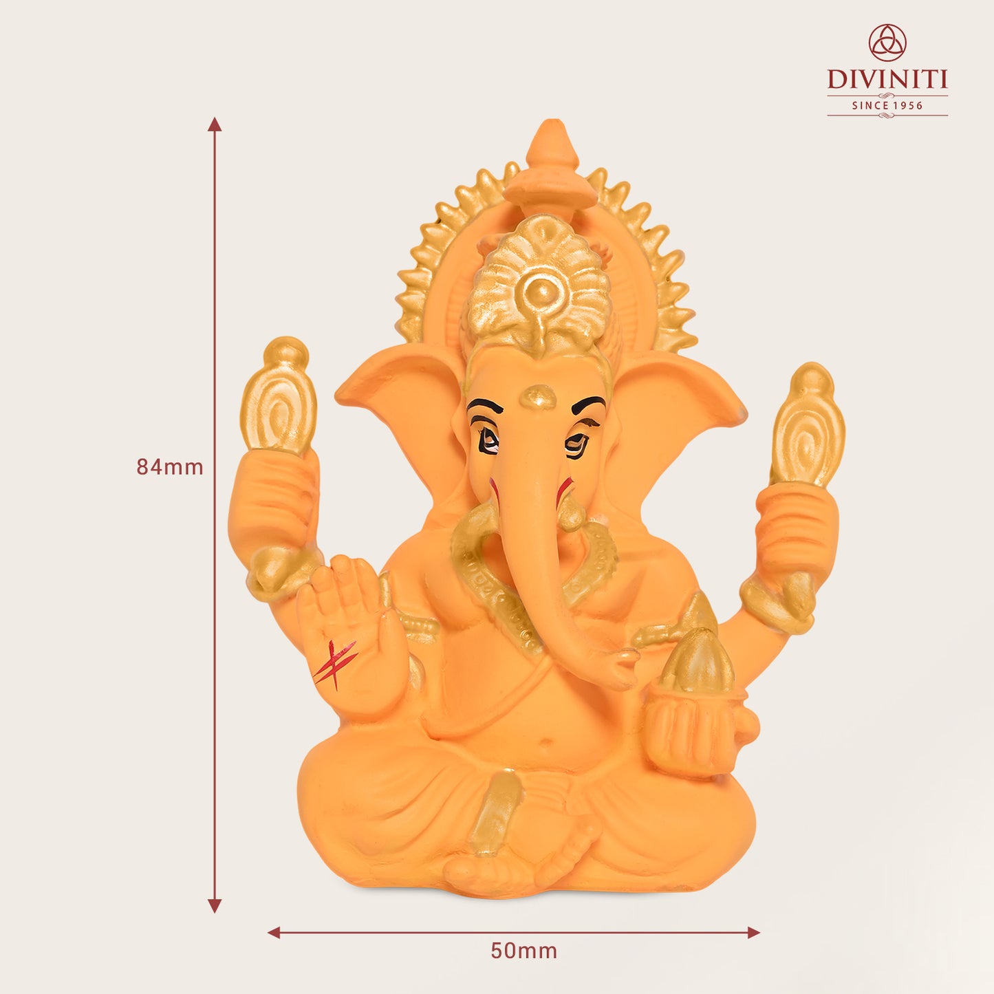 Diviniti 24K Gold Plated Resin Lord Ganesha Idol for Car Dashboard Tabletop For Home Decor Mandir Puja Gift Orange (8.4x4.2cm)