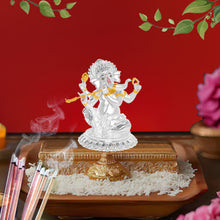 Load image into Gallery viewer, Diviniti 999 Silver Plated Lord Ganesha Idol Statue Elegant Spiritual Décor for Home &amp; Office Pooja Room Accent Gift (15.5x14 CM)
