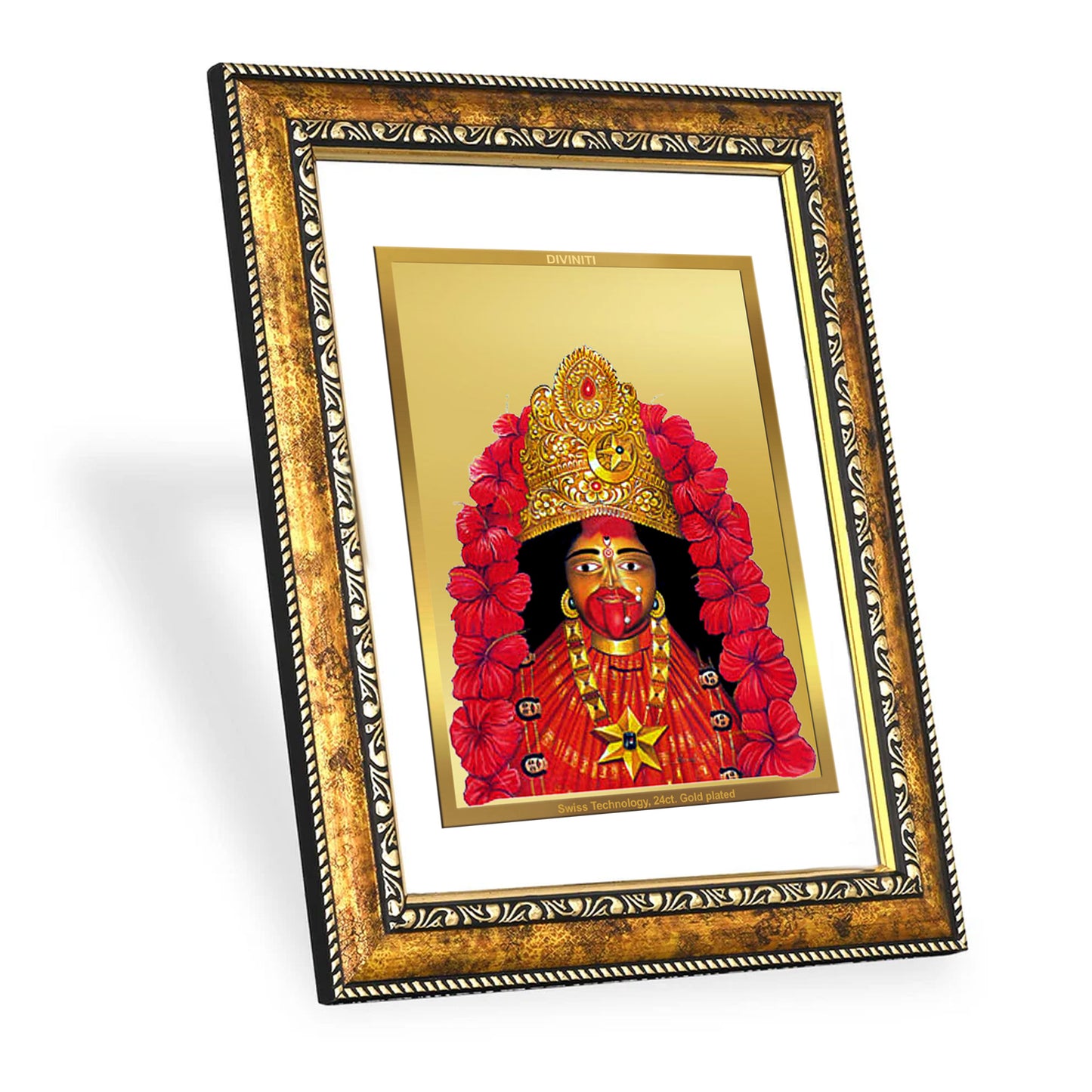 DIVINITI 24K Gold Plated Maa Tara Wall Photo Frame for Home Decor, Wall Hanging, Table Top, Puja Room & Gift DG113S3 (27.6X35.4 CM)