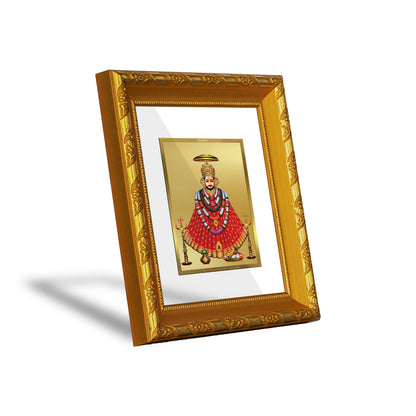 DIVINITI 24K Gold Plated Foil Khatu Shyam Wall Photo Frame for Home Decor Showpiece, Puja DG 103 Size 1 (15.3x14.9 CM)