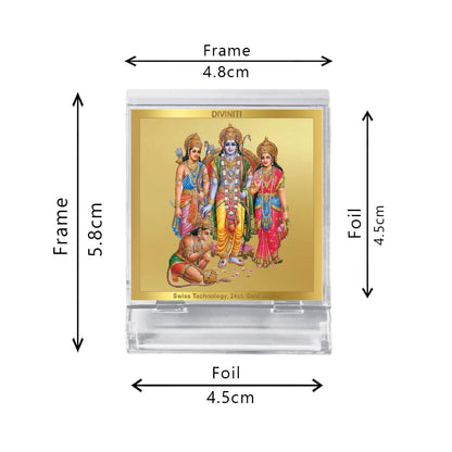 Diviniti 24K Gold Plated Ram Darbar Acrylic Frame for Car Dashboard, Home Decor, Tabletop, Puja Room, Festival Gift ACF3A (5.8x4.8 CM)