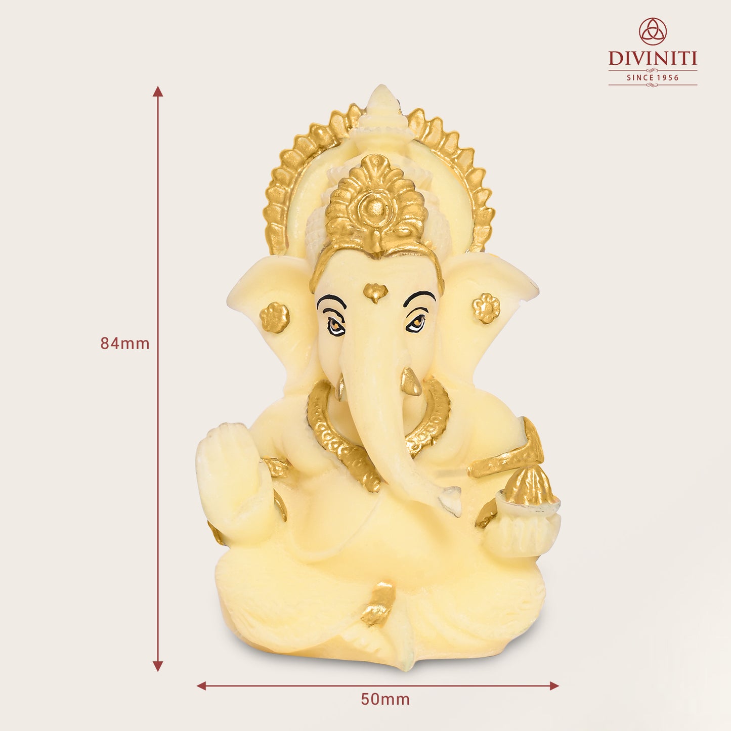 Diviniti 24K Gold Plated Resin Lord Ganesha Idol for Car Dashboard Tabletop For Home Decor Mandir Puja Gift Lime Yellow (8.4x4.2cm)