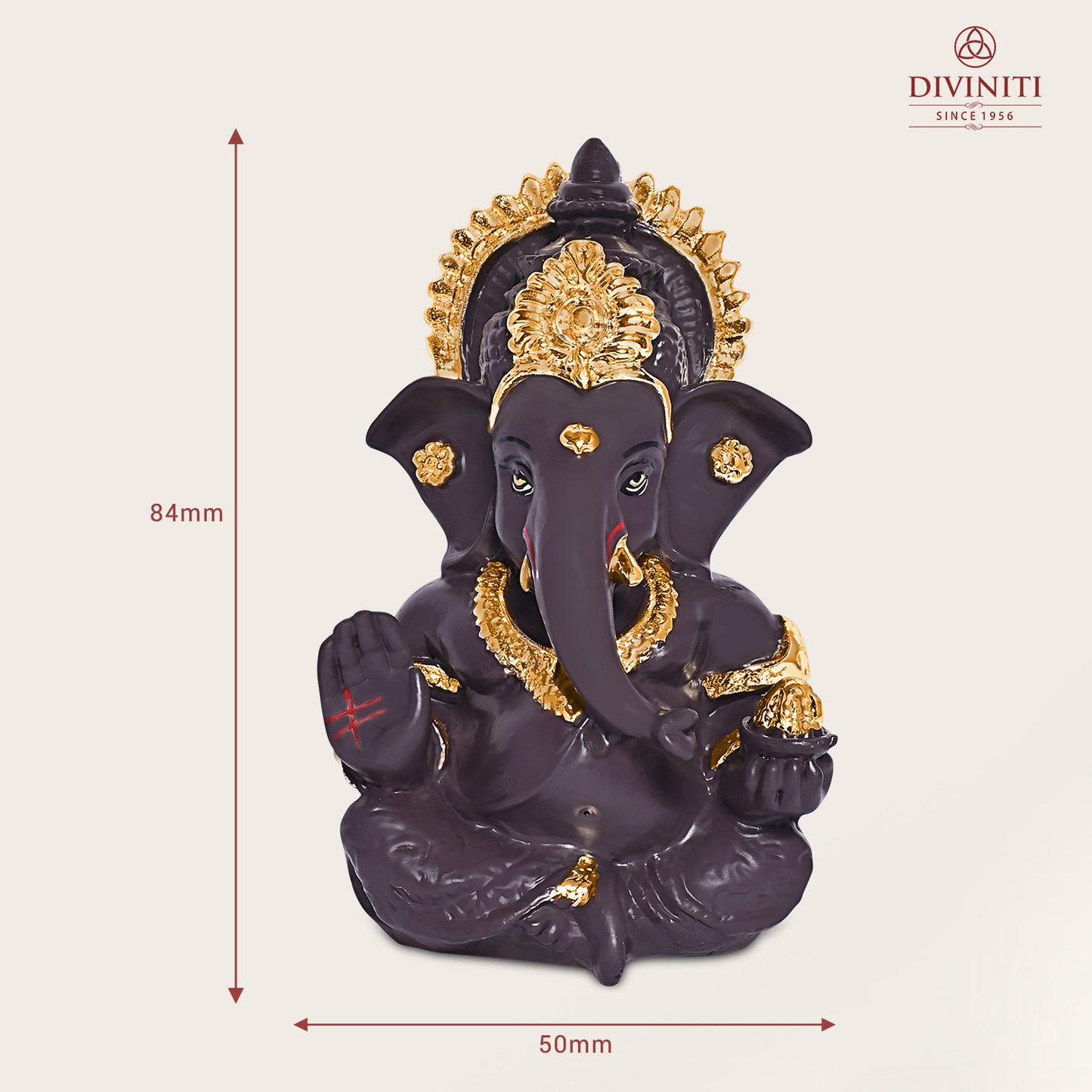 Diviniti 24K Gold Plated Resin Lord Ganesha Idol for Car Dashboard Tabletop for Home Decor Mandir Puja Gift Coffee Brown (8.4x4.2cm)