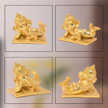 Load image into Gallery viewer, Diviniti 24K Gold Polished Ganesha Idol | Exquisite Divine Statue for Home Decor, Office Table Top, Pooja Room &amp; Gift (12X14CM)
