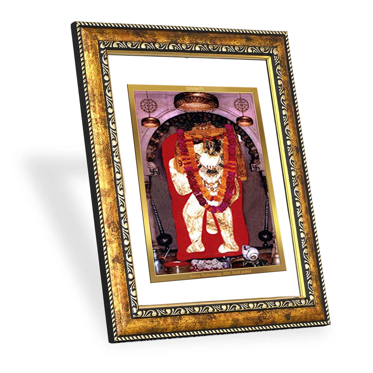 DIVINITI 24K Gold Plated Mahendipur Balaji Wall Photo Frame for Home Decor, Wall Hanging, Table Top, Puja Room & Gift DG113S3 (27.6X35.4 CM)