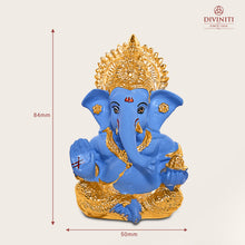 Load image into Gallery viewer, Diviniti 24K Gold Plated Resin Lord Ganesha Idol for Car Dashboard Tabletop for Home Decor Mandir Puja Gift SKy Blue (8.4x4.2cm)
