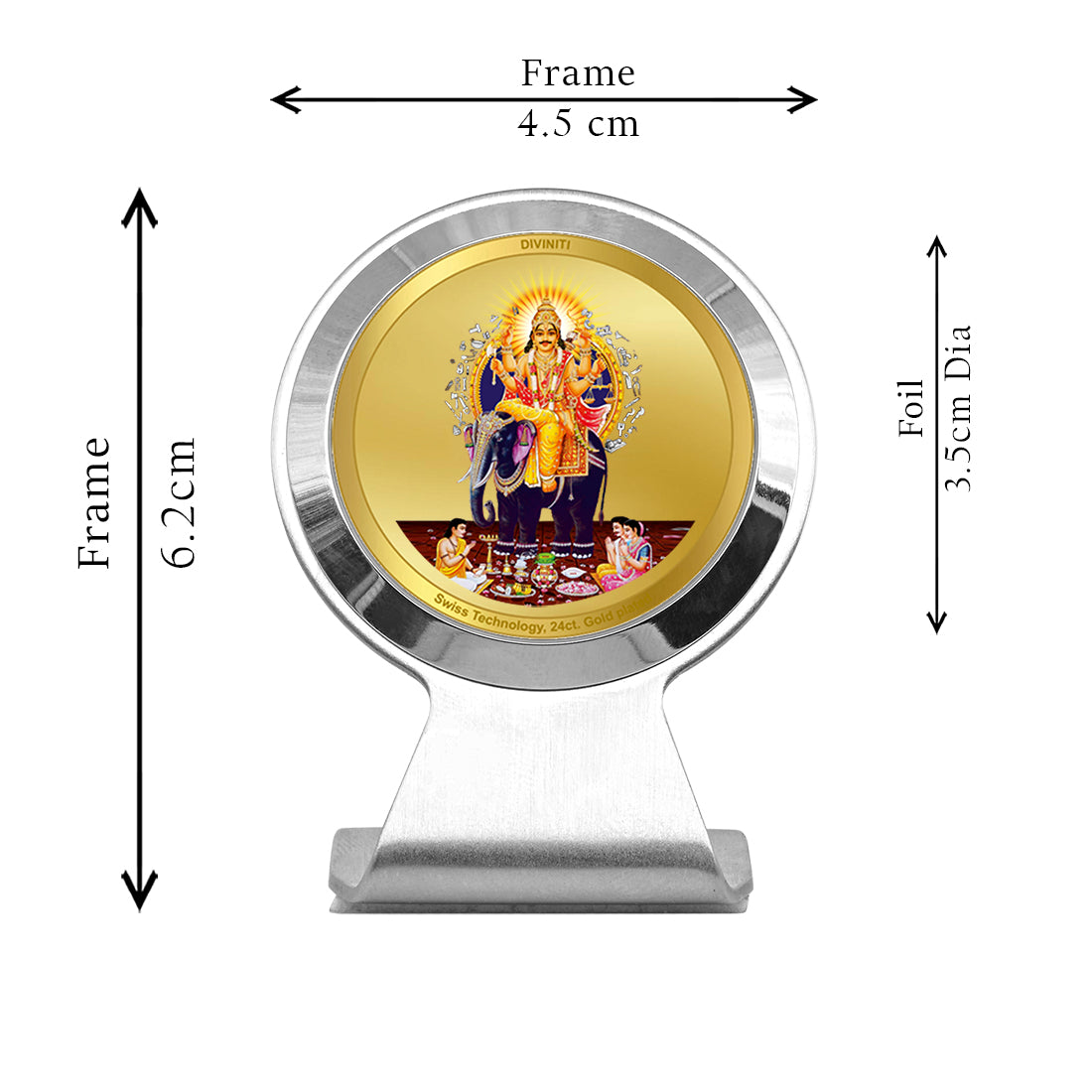 Diviniti 24K Gold Plated Vishwakarma Frame for Car Dashboard, Home Decor, Worship, Tabletop & Festival Gift MCF1CR (6.2x4.5 CM)