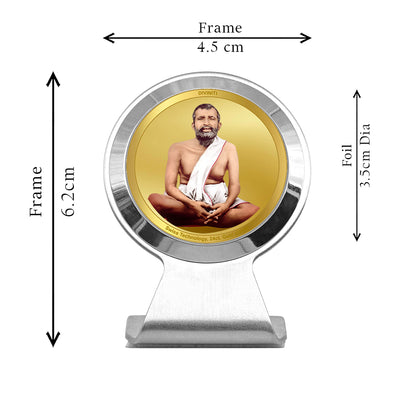 Diviniti 24K Gold Plated Ramakrishna Paramahansa Frame for Car Dashboard, Home Decor, Worship, Tabletop & Festival Gift MCF1CR (6.2x4.5 CM)