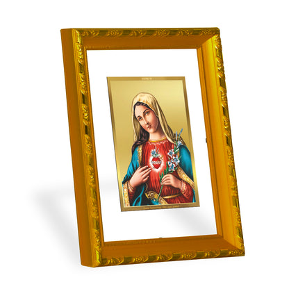 DIVINITI 24K Gold Plated Mother Mary Photo Frame Idol for Wall Hanging, Workshop, Table Top, Home Decor, Gift|DG103 Size 2 (22.6x18.4 CM)