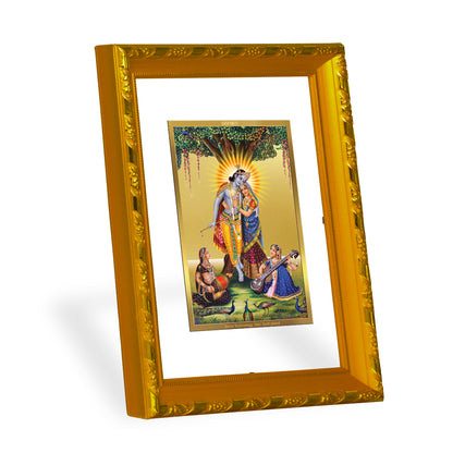 DIVINITI 24K Gold Plated Foil Radha Krishna Photo Frame for Home & Office Decor, Wall Hanging, Workshop, Table Top, Gift|DG103 Size 2 (22.6x18.4 CM)