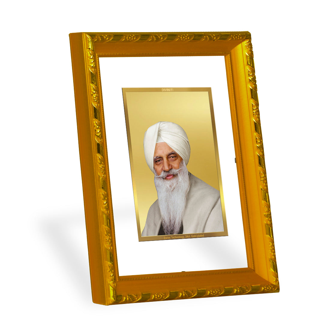 DIVINITI 24K Gold Plated Foil Radha Swami Photo Frame Idol for Home Wall Decor, Workshop, Table Top, Premium Gift|DG103 Size 2 (22.6x18.4 CM)