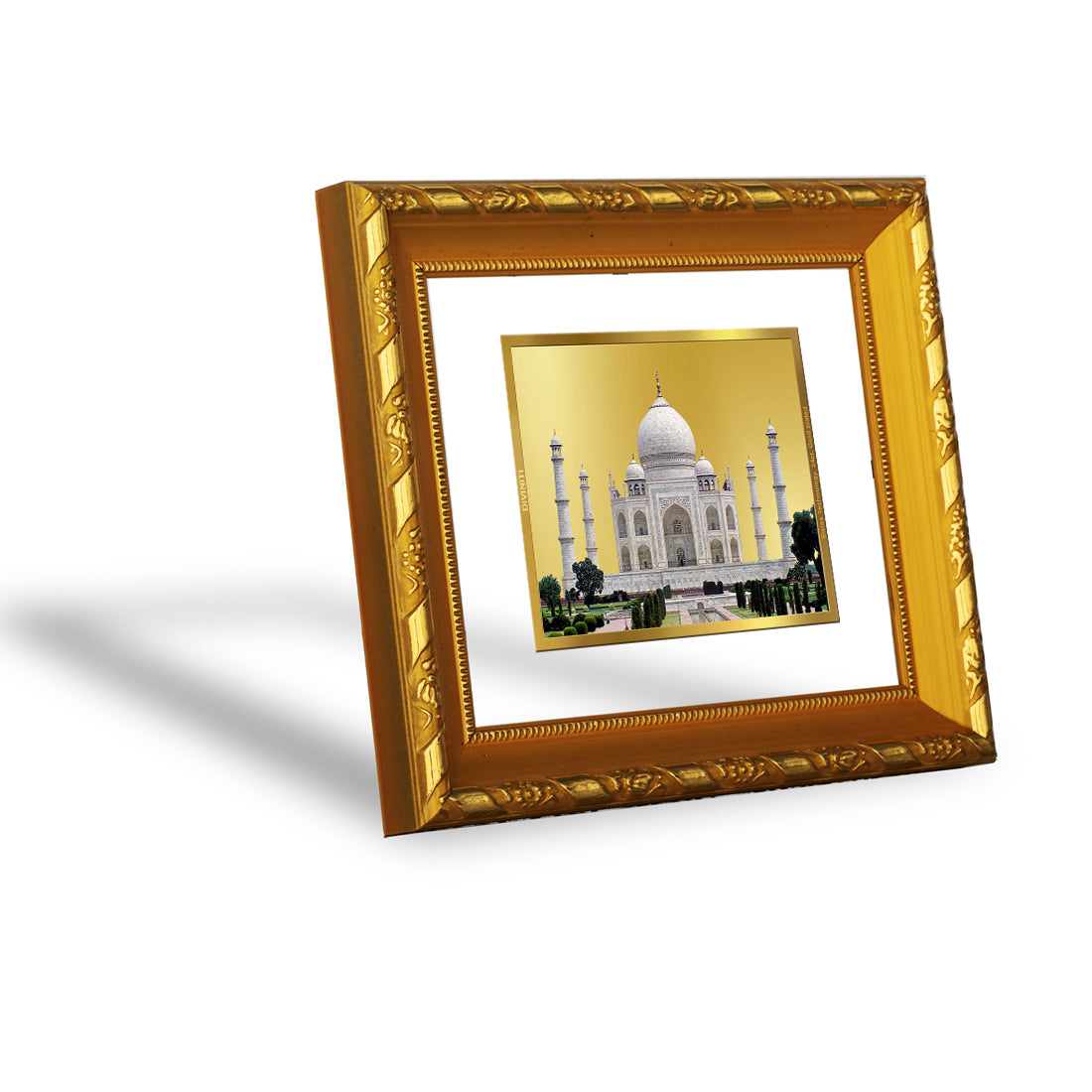 DIVINITI 24K Gold Plated Foil Taj Mahal Photo Frame for Home Wall Decor, TableTop, Luxury Gift DG 103 Size 1 (15.3x14.9 CM)