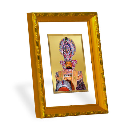 DIVINITI 24K Gold Plated Khatu Shyam Photo Frame Idol for Home Decor, Table Top, Wall Hanging, Workshop, Gift|DG103 Size 2 (22.6x18.4 CM)